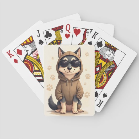 Grappige Wolfshond Kawaii Hond Pokerkaarten (Achterkant)