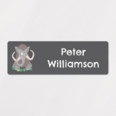 Grappige wollige mammoet cartoon gepersonaliseerd labels (Design 2)