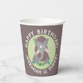 Grappige wollige mammoet cartoon gepersonaliseerde papieren bekers (Achterkant)