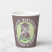 Grappige wollige mammoet cartoon gepersonaliseerde papieren bekers (Voorkant)