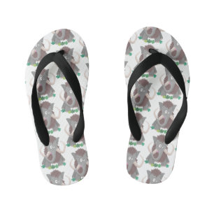 Grappige wollige mammoet cartoonillustratie kinder teenslippers