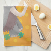 Grappige wollige mammoet cartoonillustratie theedoek (Quarter Fold)