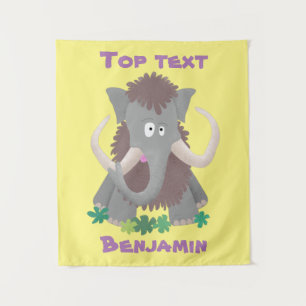 Grappige wollige mammoet cartoonillustratie  wandkleed