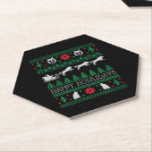 Grappige Wolven Wolf Lover Lelijke Kersttrui Kartonnen Onderzetters (Schuin)