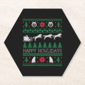 Grappige Wolven Wolf Lover Lelijke Kersttrui Kartonnen Onderzetters (Voorkant)