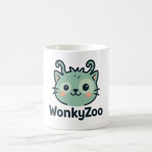 Grappige Wonky Cat Coffee Mok | Wonky Zoo (Center)