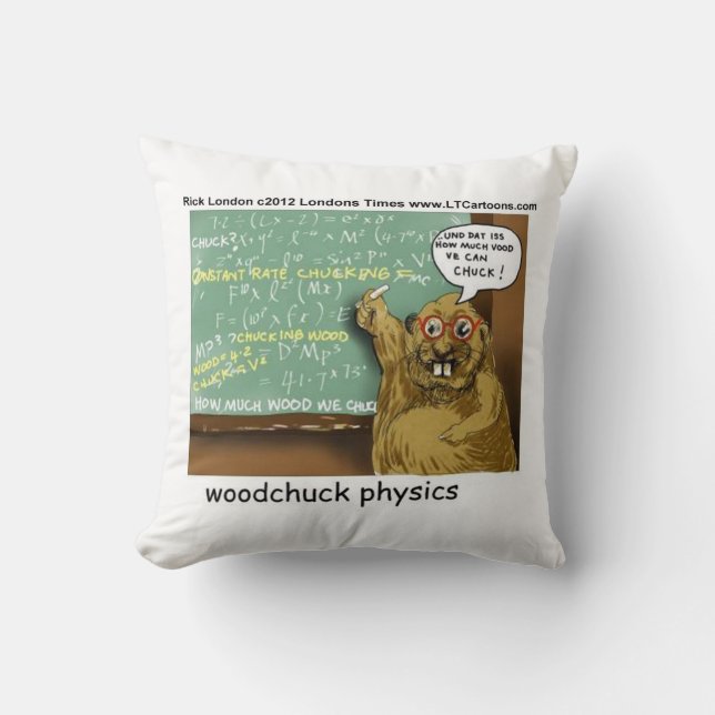 Grappige Woodchuck Fysica Werp Kussen Fles door Ri (Voorkant)