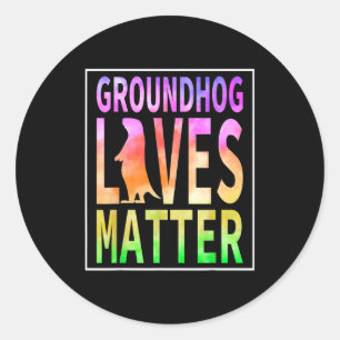 Grappige Woodchuck Groundhog Day, Groundhog Leeft Ronde Sticker