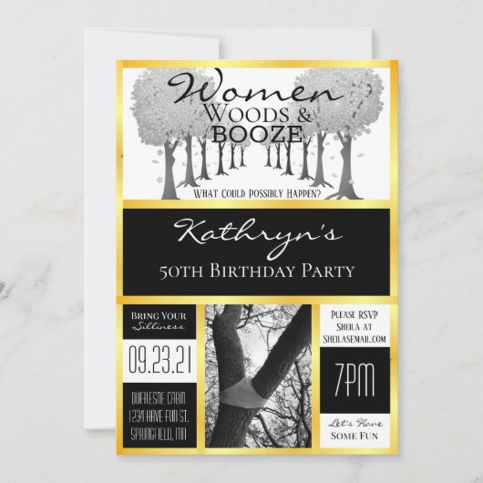 Grappige Woodsy Vrouwen Uitstapje Kaart (Voorkant)