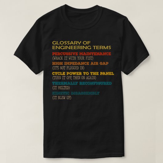 Grappige woordenlijst van technische termen kostuu t-shirt (Design voorkant)