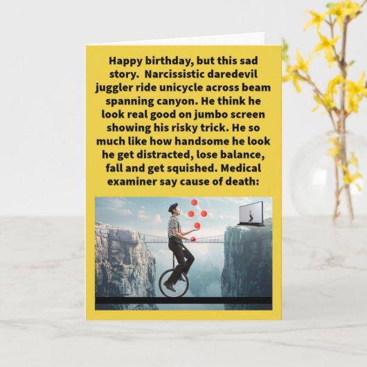 Grappige woordgrap Goochelaar Vain Verjaardag Kaart (Gele Bloem)