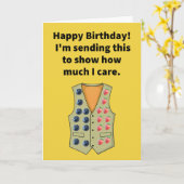 Grappige woordspeling Berry Vest Happy Birthday Kaart (Gele Bloem)