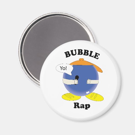 Grappige woordspeling bubbel-rap karakter cartoon  magneet (Voorkant / Achterkant)