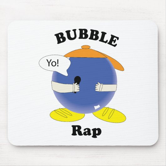Grappige woordspeling bubbel-rap karakter cartoon muismat (Voorkant)