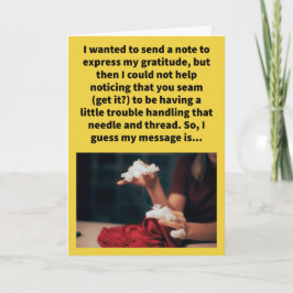 Grappige woordspeling dank u naait veel kaart