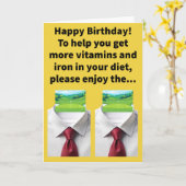 Grappige woordspeling met groene kraag Happy Birth Kaart (Gele Bloem)