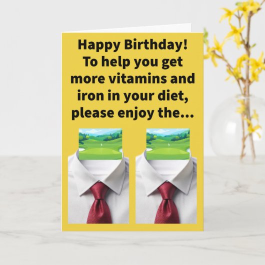 Grappige woordspeling met groene kraag Happy Birth Kaart (Gele Bloem)