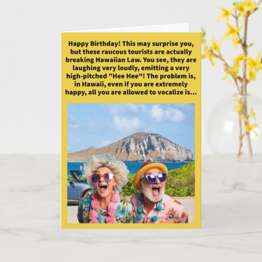 Grappige woordspeling op een lage "ha" gelukkige v kaart (Gele Bloem)