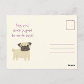 Grappige woordspeling - Paarse Pug geïllustreerd Briefkaart (Achterkant)