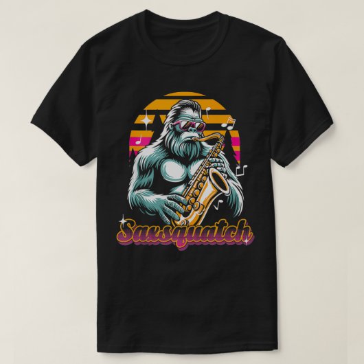 Grappige woordspeling Saxsquatch bigfoot saxofoons T-shirt (Design voorkant)