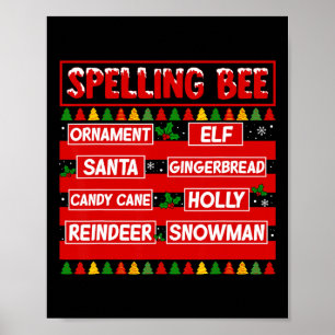 Grappige woordspeling spelling bee kerst spelling  poster