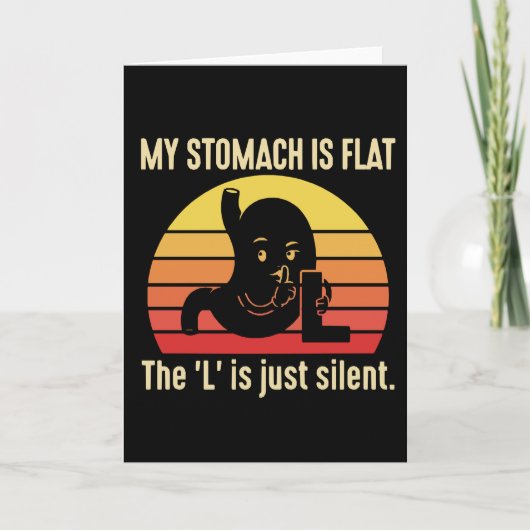 Grappige Woordspelkaart Mijn Buik Is Plat Kaart (Voorkant)