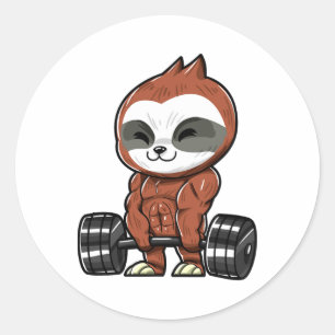 Grappige Workout Gym Sloth Fitness Bodybuilding Ronde Sticker