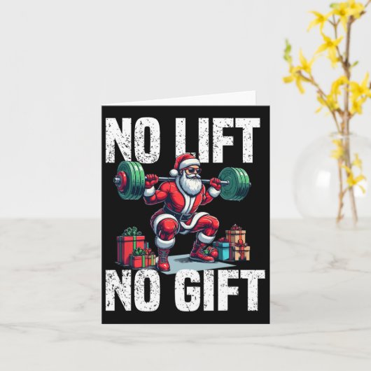 Grappige Workout Lifting Christmas Santa Squat Gym Kaart (Gele Bloem)