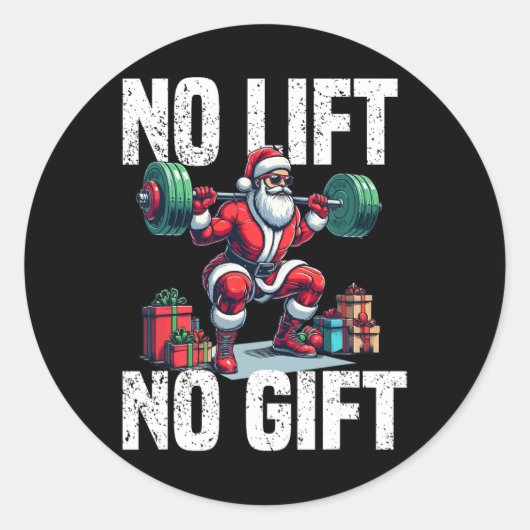 Grappige Workout Lifting Christmas Santa Squat Gym Ronde Sticker (Voorkant)