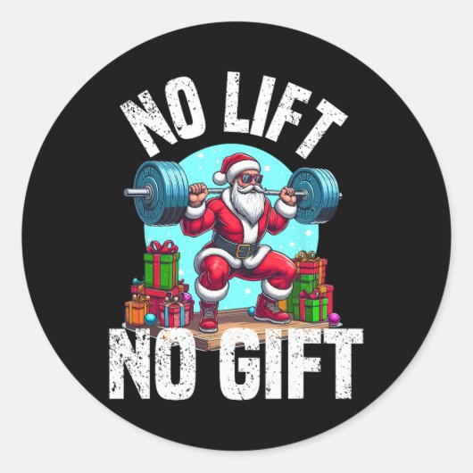 Grappige Workout Lifting Christmas Santa Squat Gym Ronde Sticker (Voorkant)