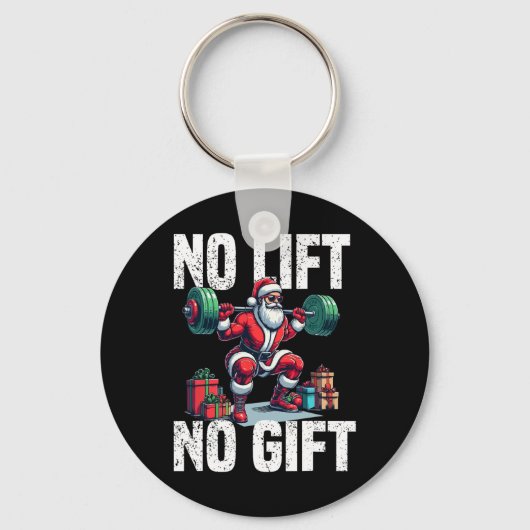 Grappige Workout Lifting Christmas Santa Squat Gym Sleutelhanger (Voorkant)