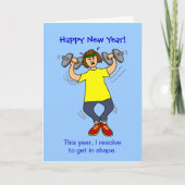 Grappige Workout Resolution Cartoon Nieuwjaar Kaar Feestdagen Kaart (Voorkant)