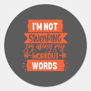 Grappige Workout Woorden Oranje Gym Ronde Sticker