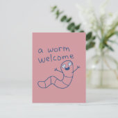 Grappige Worm Welkom Schattige Grappige Aardworm D Briefkaart (Staand voorkant)
