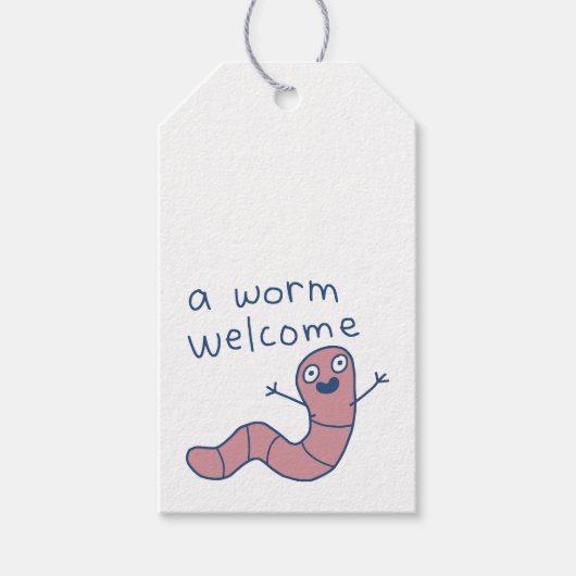 Grappige Worm Welkom Schattige Grappige Aardworm D Cadeaulabel (Voorkant)