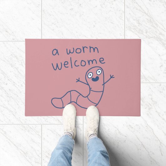 Grappige Worm Welkom Schattige Grappige Aardworm D Deurmat (Binnen)