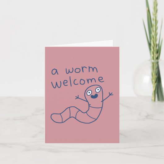 Grappige Worm Welkom Schattige Grappige Aardworm D Kaart (Voorkant)