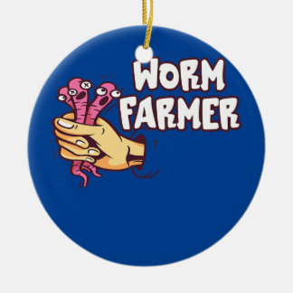 Grappige Wormenboer Handvangst Worm Composterings Keramisch Ornament