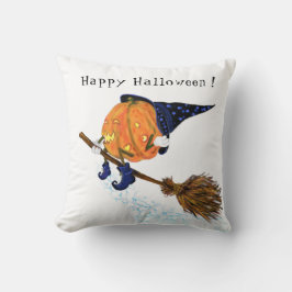 Grappige Worp Kussen Halloween Heks Pompoen Vliege