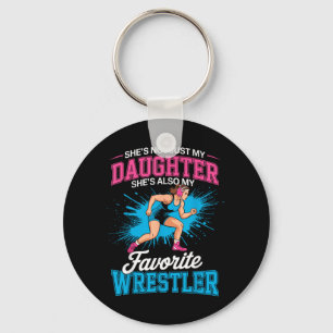 Grappige worstelende moeder vader dochter meisje w sleutelhanger