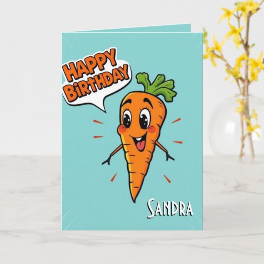 Grappige wortel Happy Birthday Kaart (Gele Bloem)