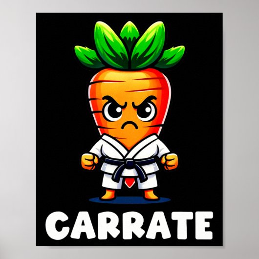 Grappige wortel in karate gi karate zwarte riem ma poster (Voorkant)