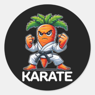 Grappige Wortel Martial Arts Fighter Black Belt Ka Ronde Sticker