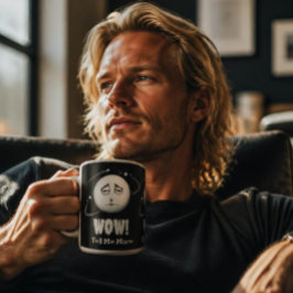 Grappige "Wow" Maan Gezicht Koffiemok Tweekleurige Koffiemok