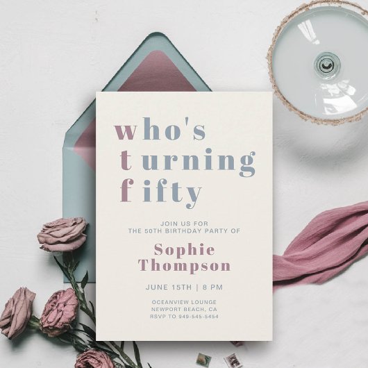 Grappige WTF Mauve Stofblauw 50e Verjaardagsfeestj Kaart