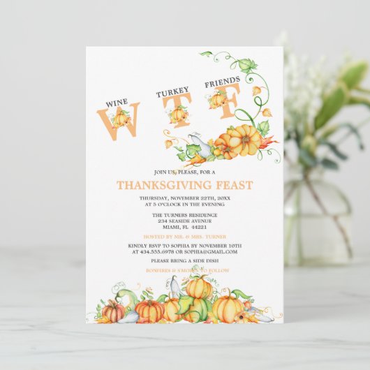 Grappige WTF Thanksgiving Feest Pompoenen  Kaart (Staand voorkant)