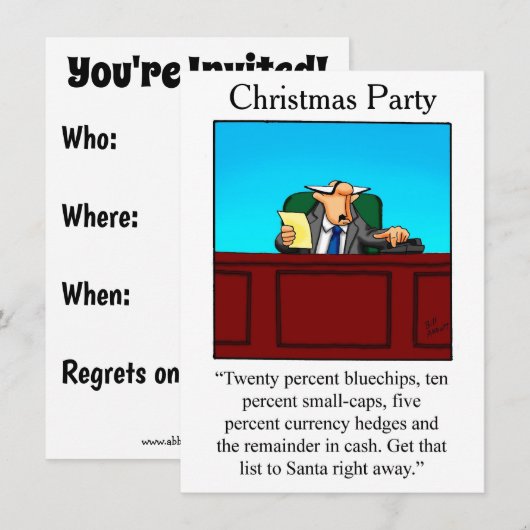 Grappige X-mas Party Financiële Uitnodiging (Voorkant / Achterkant)