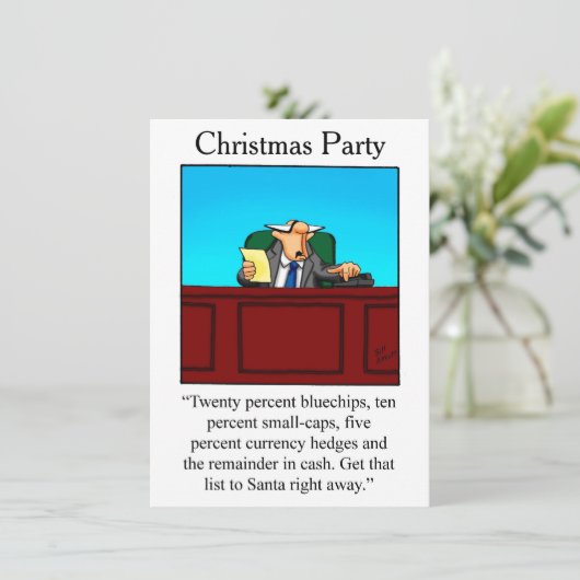 Grappige X-mas Party Financiële Uitnodiging (Staand voorkant)