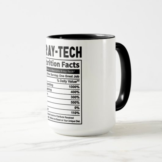 Grappige X-Ray Tech Voeding Feiten Mok (Voorkant rechts)