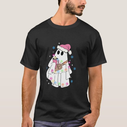 Grappige Xmas Boo Jee Ghost Christmas Lights Long  T-shirt (Voorkant)